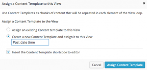 Add content template dialog