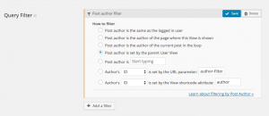 Filter posts by user set in the parent User View