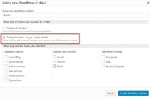 Enabling custom search for a new WordPress Archive