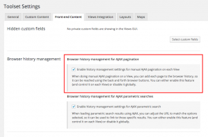 History management global setting