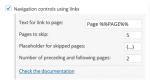 Links navigation controls options
