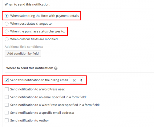 Toolset Forms Commerce notifications