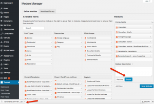 Exporting modules using the Toolset Module Manager