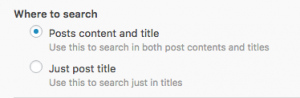 Filter by Post search – where to search