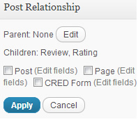Relation de publications - panneau d'admin