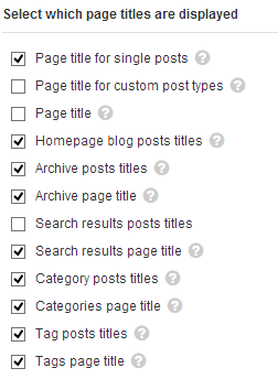 Page titles to display