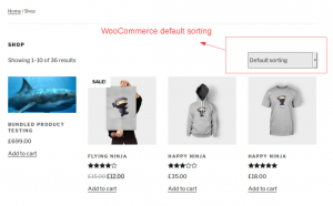 Default WooCommerce sorting controls