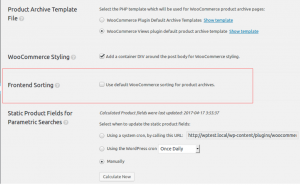 WooCommerce Views setting for using the WooCommerce default sorting controls