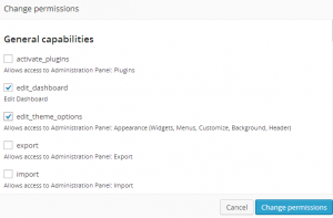 WordPress admin capabilities