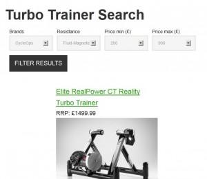 Turbo Trainer search page made with Views