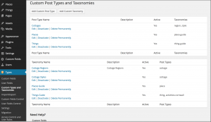 Custom post types and taxonomies in Types plugin