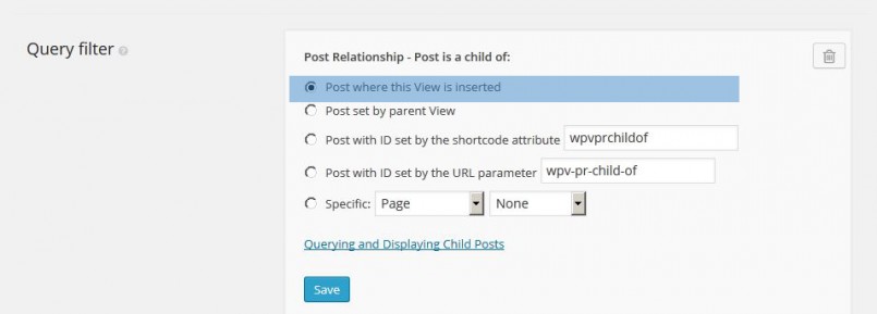 A cheat sheet reminder on how to utilize a post relationship when creating a new view based on it (step 2 of 2).