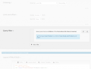 The CaseStudyProducts view allows you to display Products Used in a chosen case study. The right setting of the “Query filter