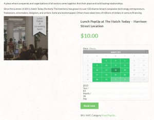 A single Event page (popupsters.com) with a form that allows the Vendor to Book space at the event