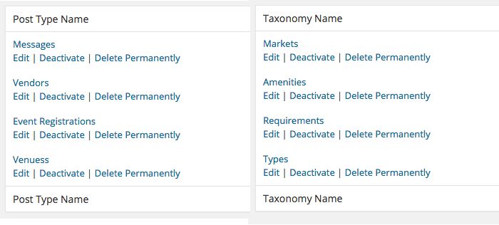 Custom Post Types and Taxonomies of popupsters.com