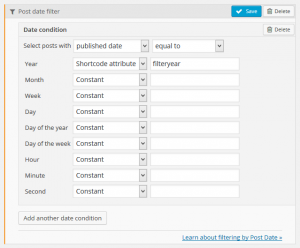 Filter by year using a shortcode attribute