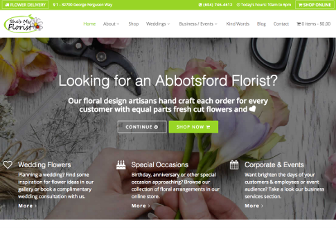 she is my florist site built with Toolset
