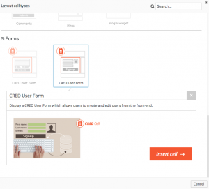 Layouts CRED User Forms Insertion Dialog