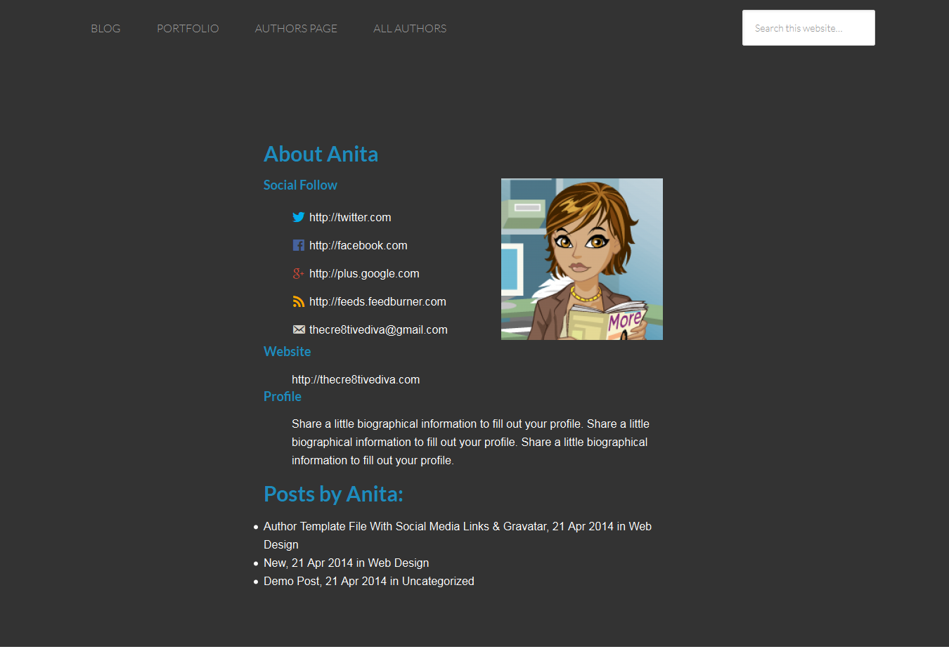 Author Profile Page - Toolset