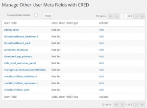 Managing user fields for CRED