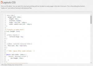 The CSS editor in Layouts plugin