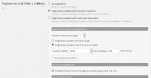 Pagination history setting for a specific View