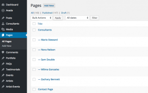Consultants stored as WordPress pages. Information about Consultants is mixed with other pages
