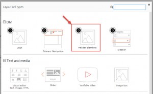 Header Elements cell’s Controls for displaying social icons and contact information