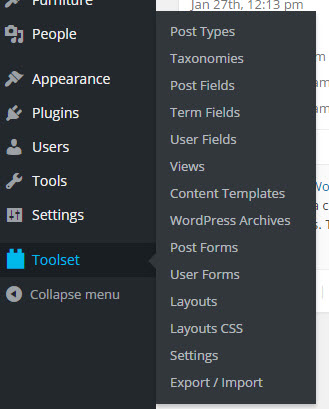 The unified menu in Toolset 2.0