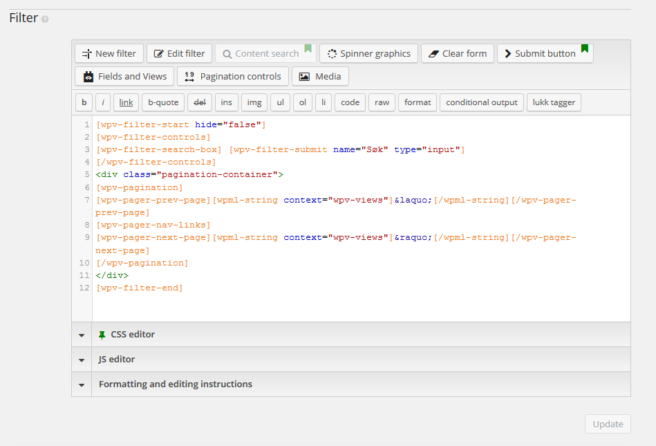 Limit the number of pages link in the pagination Toolset