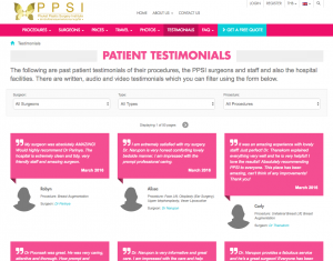 Patient testimonials - an example of using parent-child relationships. Source: http://www.plastic-surgery-phuket.com/testimonial/