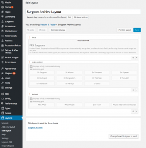 Layout for Surgeon Archive - back-end