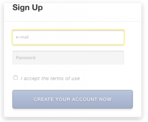 Example of a User Form on the front-end for creating a user account