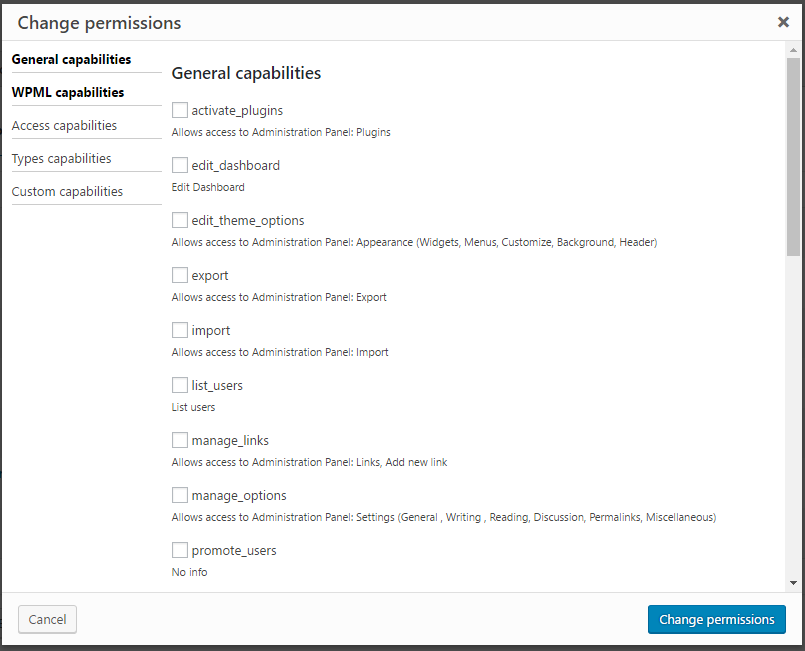 Granular user permissions