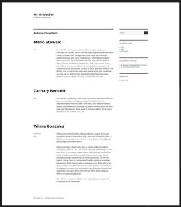 Custom post type archive page as displayed by the Twenty Sixteen theme’s default template
