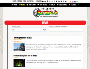 Archive d'informations consultable http://www.rototomsunsplash.com/en/news