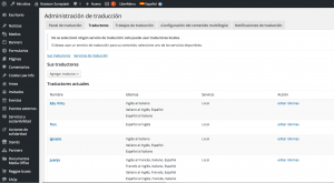 Configuración de los traductores de rototom.com con el plugin de Administración de traducción de WPML.