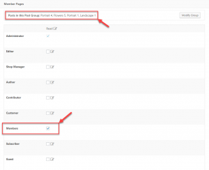 Group of posts only users of a “Member” type can access