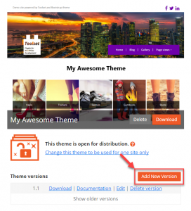 Adding a new version to a theme