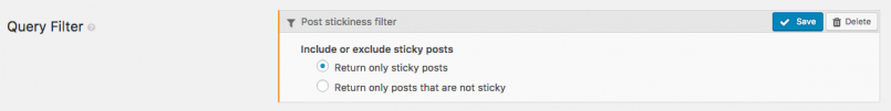 Options for filtering by sticky posts