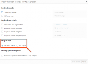 Selecting the pagination output style