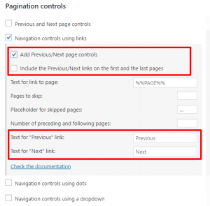 New pagination controls options
