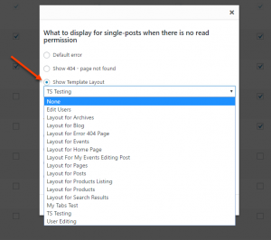 Selecting a template layout to display errors for contents without read permission