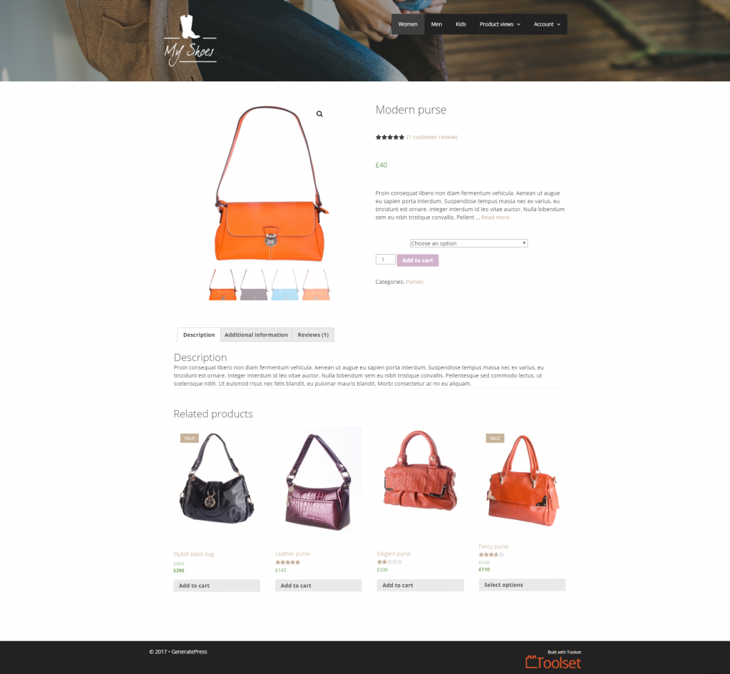 A custom WooCommerce site built with Toolset and GeneratePress