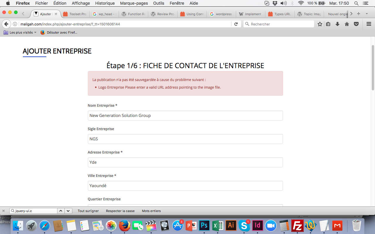 Error In Cred Front Please Enter A Valid URL Address Pointing To The