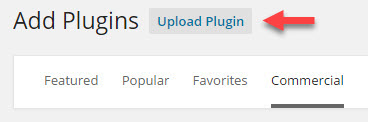 The "Upload plugin" button on the page for adding new plugins