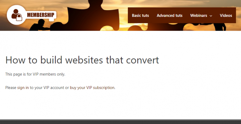 Only VIP members can access "Webinars" section