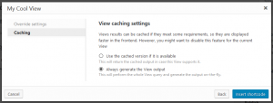 Turning off caching when inserting a View