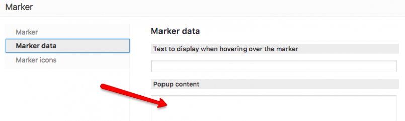 Where to set up your custom content to appear in the marker pop-up