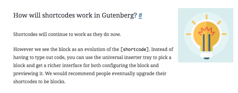 How will shortcodes work in Gutenberg